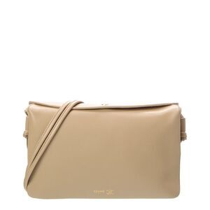 Celine Trio Flap Leather Shoulder Bag, Beige